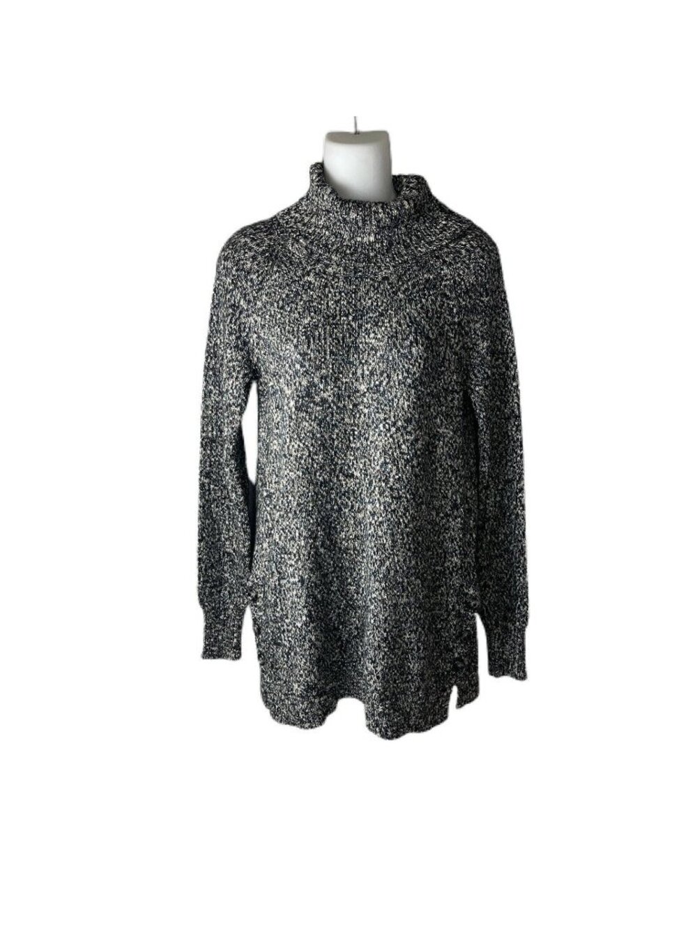 Leo & Nicole Size Small Sweater Black White Cotton Blend Button Detail Pullover